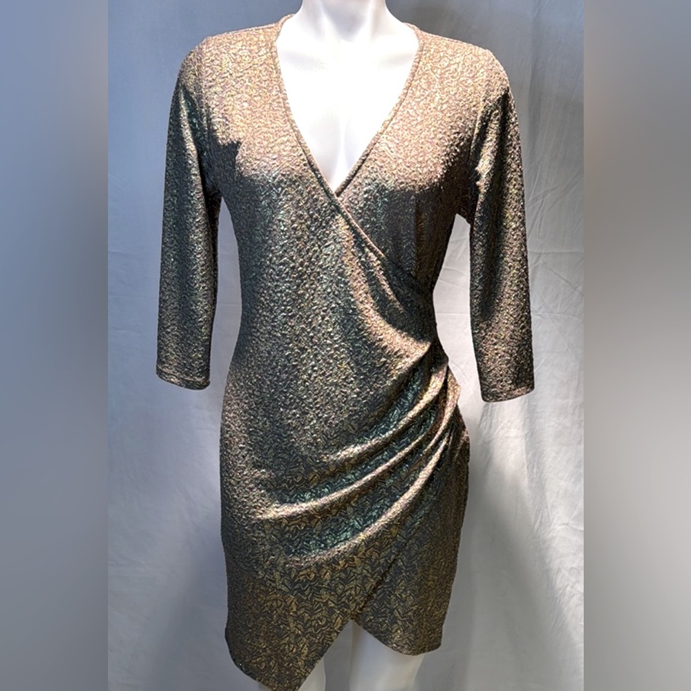 Elegant Metallic Wrap Dress